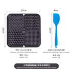 Four-compartment lick mat (large) (dark grey) + scraper (color random)