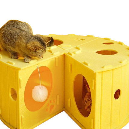Cat Nest for All Seasons, Felt Tunnel Nest, Cat Toy, Integrated Donut-Shaped Safe Tire Hideout Cat House