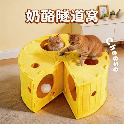 Cat Nest for All Seasons, Felt Tunnel Nest, Cat Toy, Integrated Donut-Shaped Safe Tire Hideout Cat House