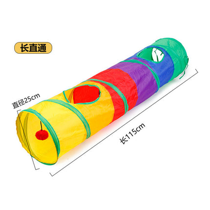 Cross-Border Pet Cat Tunnel, Cat Rainbow Passage, Cartoon Interactive Drill Tube, Foldable Cat Teaser Stick, Cat Toy