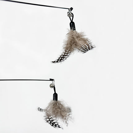 CFA Class Wooden Handle Cat Tease Stick Feather Bell Removable Replacement Head Cat Toy Durable Scratch Resistant Pet Toy