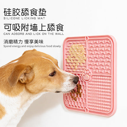 Cross-Border Dog Licking Mat Pet Licking Pad Silicone Suction Cup Slow Licking Mat Anti-Choking Slow Feeding Bowl with Scraper