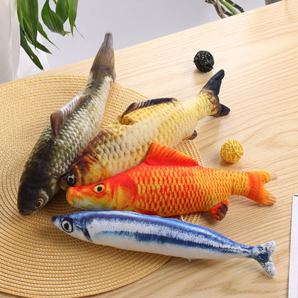 Cross-Border Wholesale Simulation Pet Fish Toys to Amuse Cats, Molars and Chews, Plush Fish, Cat, Mint Fish, Cat Toys and Supplies