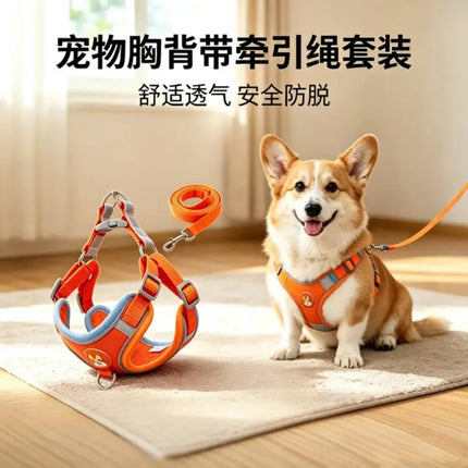 Dog Leash Vest-Style Reflective Pet Harness for Small Dogs, Anti-Escape Walking Leash, Retractable Leash