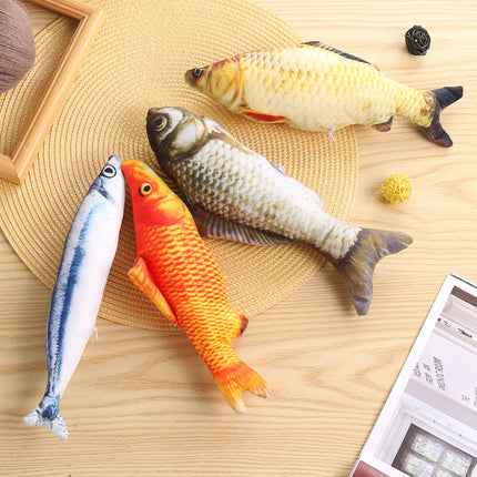 Cross-Border Wholesale Simulation Pet Fish Toys to Amuse Cats, Molars and Chews, Plush Fish, Cat, Mint Fish, Cat Toys and Supplies