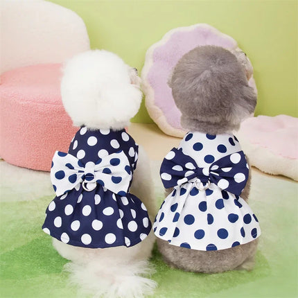 Dog clothes spring teddy bear wave point skirt small dog Japanese