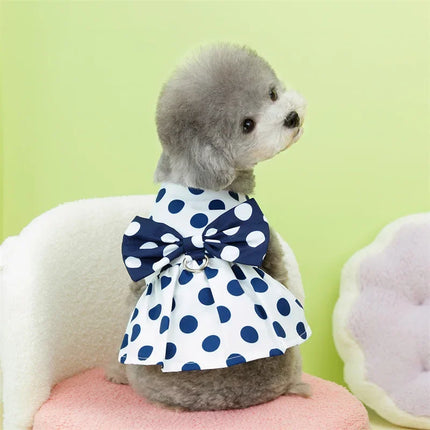 Dog clothes spring teddy bear wave point skirt small dog Japanese