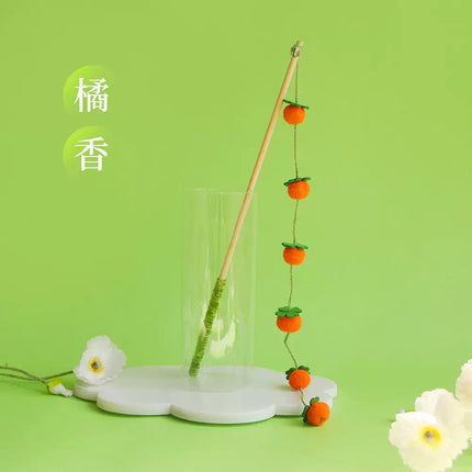 CFA Class Wooden Handle Cat Tease Stick Feather Bell Removable Replacement Head Cat Toy Durable Scratch Resistant Pet Toy