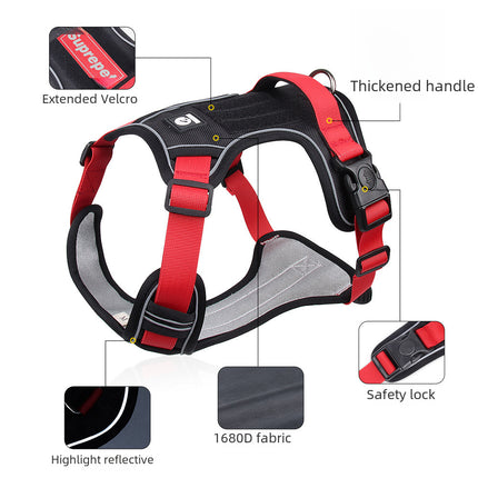 Cross-Border Dog Leash, Anti-Explosion Pet Harness, Velcro Dog Harness, Large Dog Leash, Reflective Dog Leash