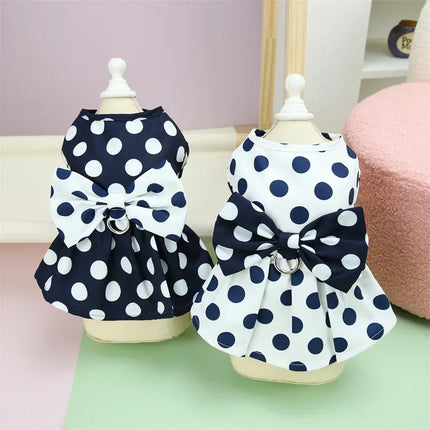 Dog clothes spring teddy bear wave point skirt small dog Japanese