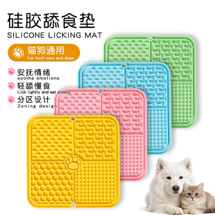 Cross-Border Dog Licking Mat Pet Licking Pad Silicone Suction Cup Slow Licking Mat Anti-Choking Slow Feeding Bowl with Scraper