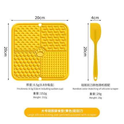 Cross-Border Dog Licking Mat Pet Licking Pad Silicone Suction Cup Slow Licking Mat Anti-Choking Slow Feeding Bowl with Scraper